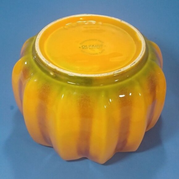 Majolica Pottery  Pumpkin Tureen Candy Dish Cookie Jar Bowl Lid Olfaire Portugal - Picture 8 of 14